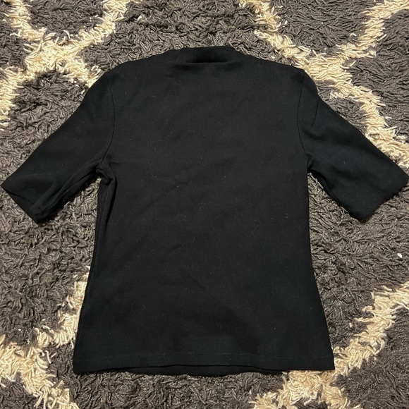 Anthropologie Maeve Black Short Sleeve Mock Neck Sweater - Picture 3 of 10